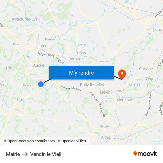 Mairie to Vendin le Vieil map