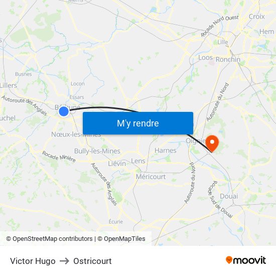 Victor Hugo to Ostricourt map