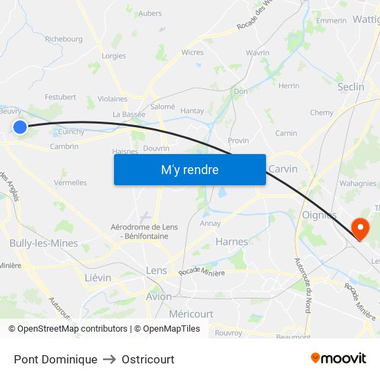Pont Dominique to Ostricourt map