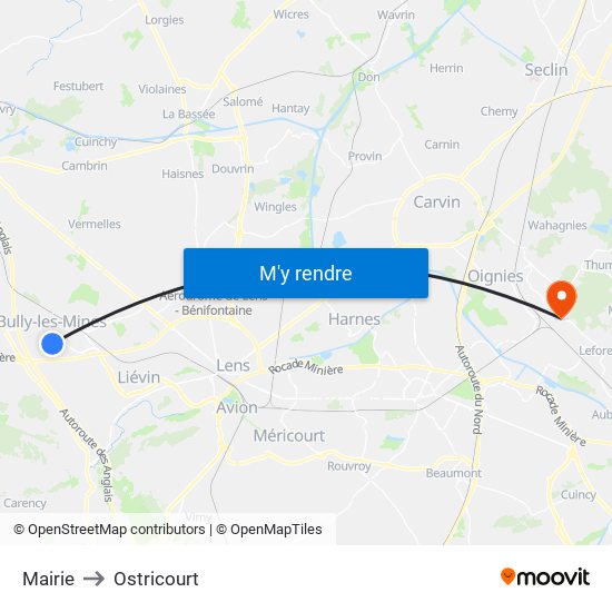 Mairie to Ostricourt map