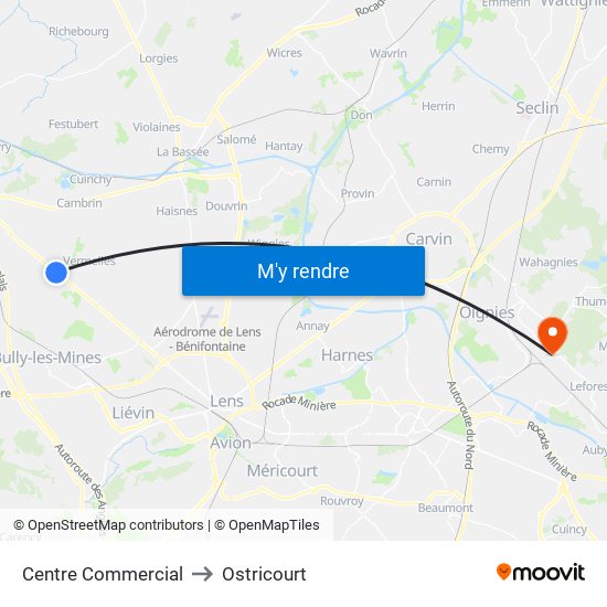Centre Commercial to Ostricourt map