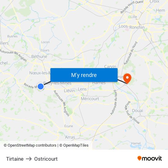 Tirtaine to Ostricourt map