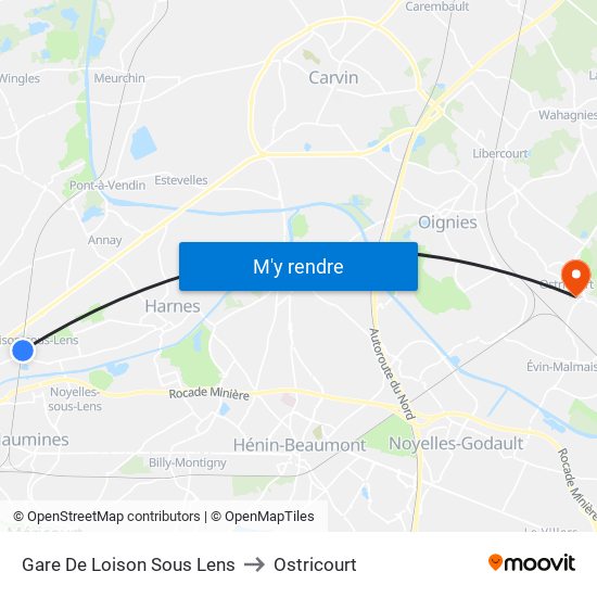 Gare De Loison Sous Lens to Ostricourt map