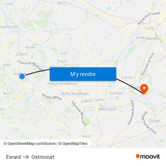 Evrard to Ostricourt map