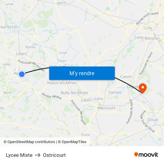 Lycee Mixte to Ostricourt map