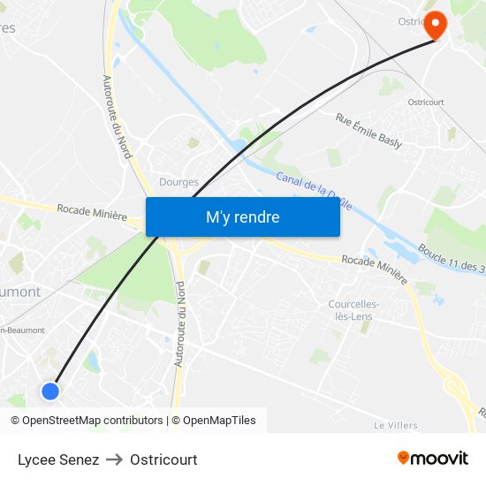 Lycee Senez to Ostricourt map