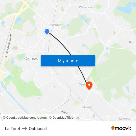 La Foret to Ostricourt map