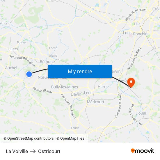 La Volville to Ostricourt map