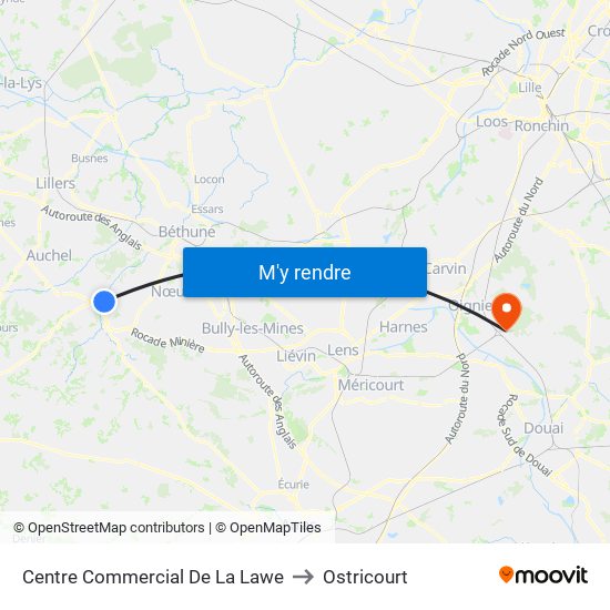 Centre Commercial De La Lawe to Ostricourt map