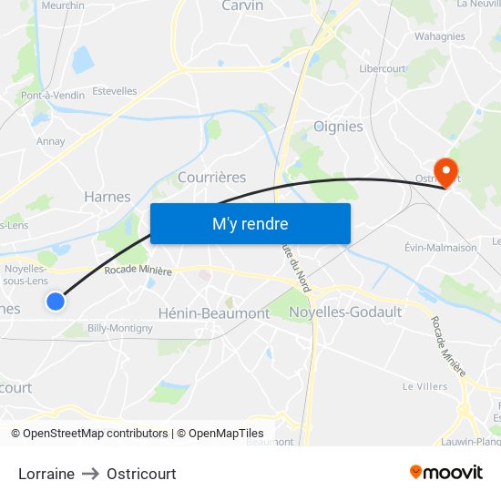 Lorraine to Ostricourt map