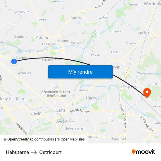 Hebuterne to Ostricourt map