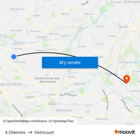 4 Chemins to Ostricourt map