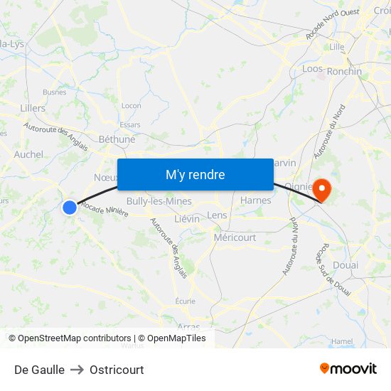 De Gaulle to Ostricourt map