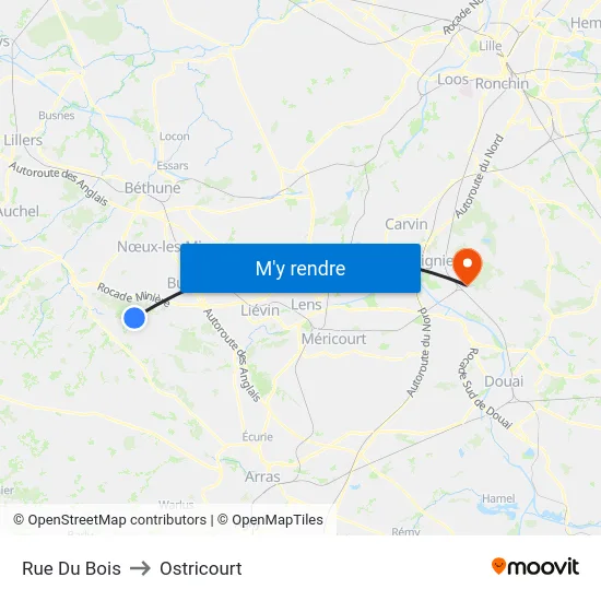 Rue Du Bois to Ostricourt map