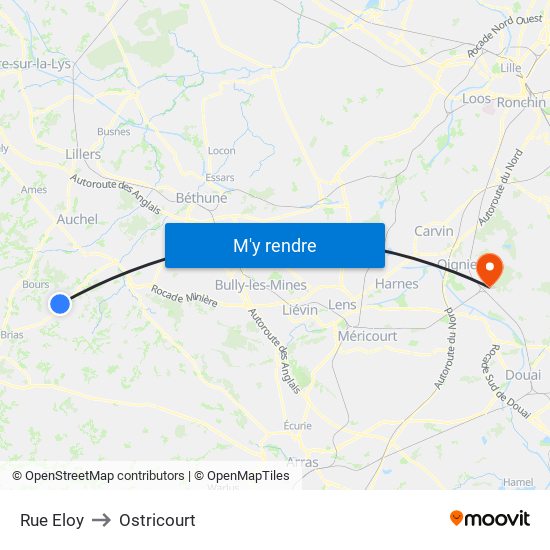 Rue Eloy to Ostricourt map