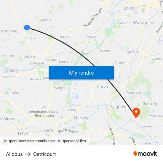 Allobus to Ostricourt map