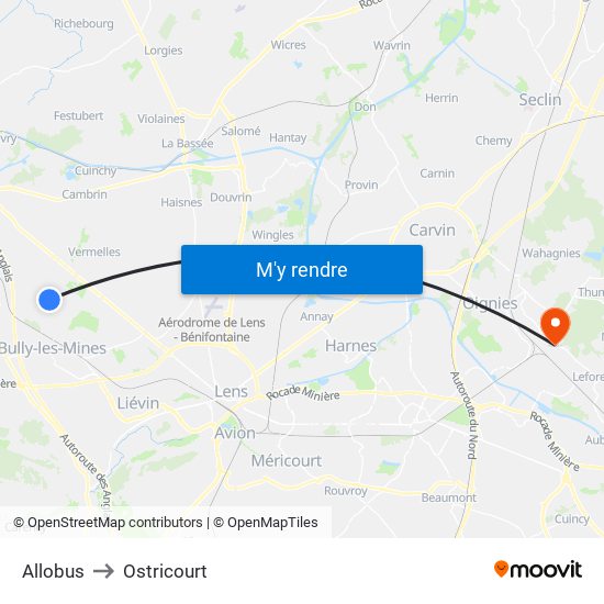 Allobus to Ostricourt map