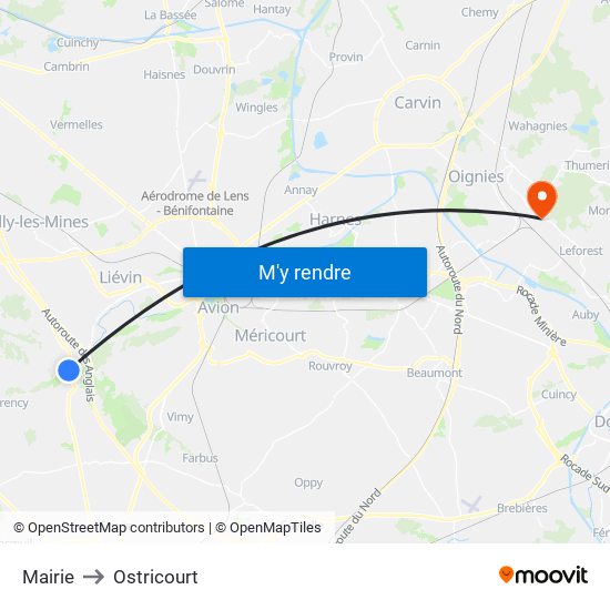 Mairie to Ostricourt map