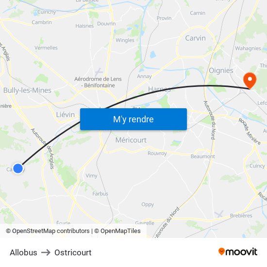 Allobus to Ostricourt map