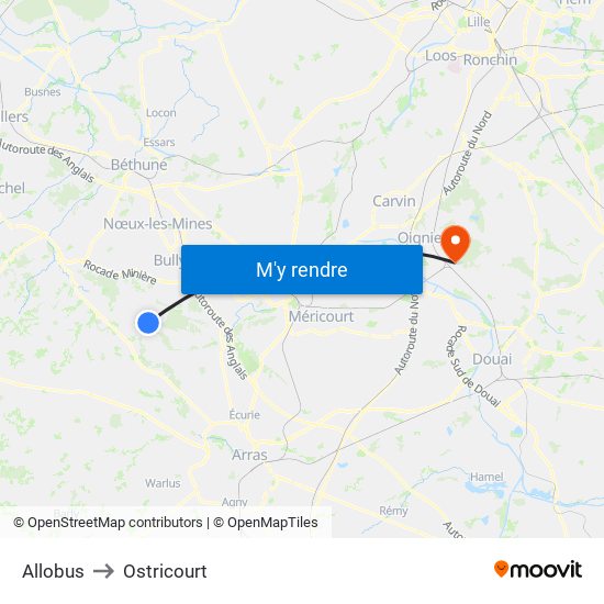 Allobus to Ostricourt map