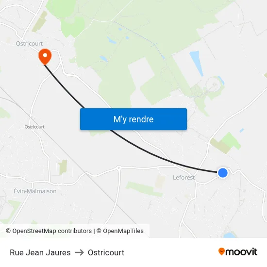 Rue Jean Jaures to Ostricourt map