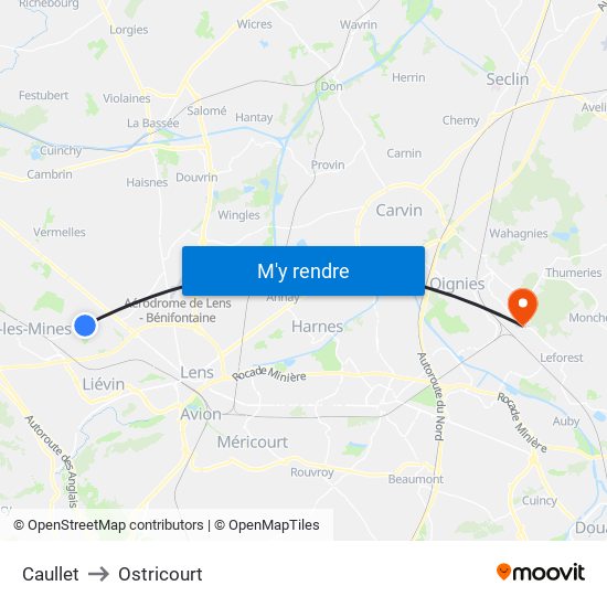 Caullet to Ostricourt map