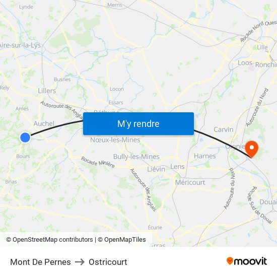 Mont De Pernes to Ostricourt map