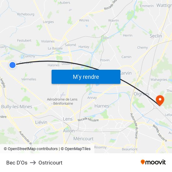 Bec D'Os to Ostricourt map