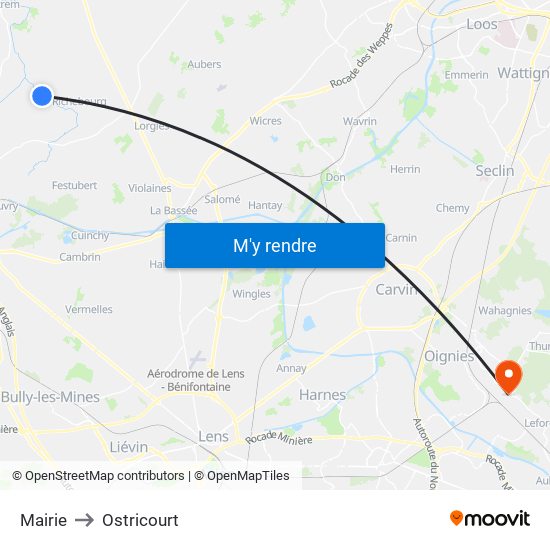 Mairie to Ostricourt map