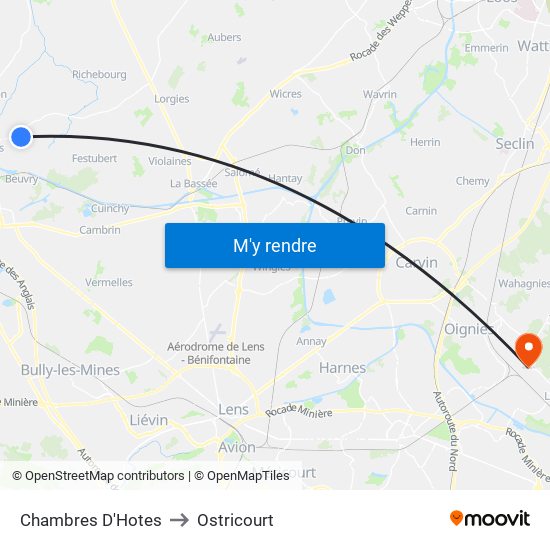 Chambres D'Hotes to Ostricourt map