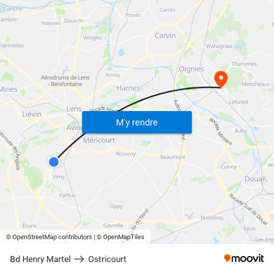 Bd Henry Martel to Ostricourt map