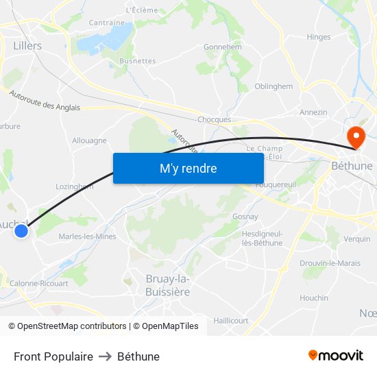 Front Populaire to Béthune map