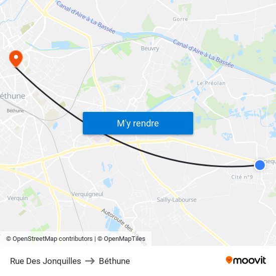 Rue Des Jonquilles to Béthune map