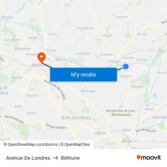 Avenue De Londres to Béthune map