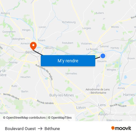Boulevard Ouest to Béthune map