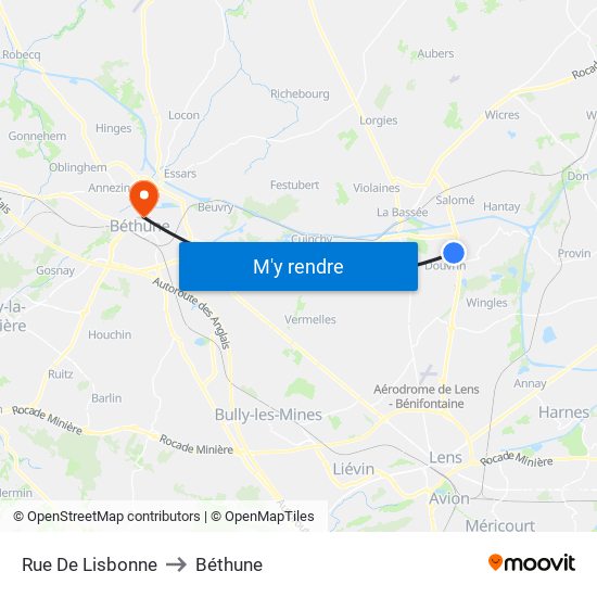 Rue De Lisbonne to Béthune map
