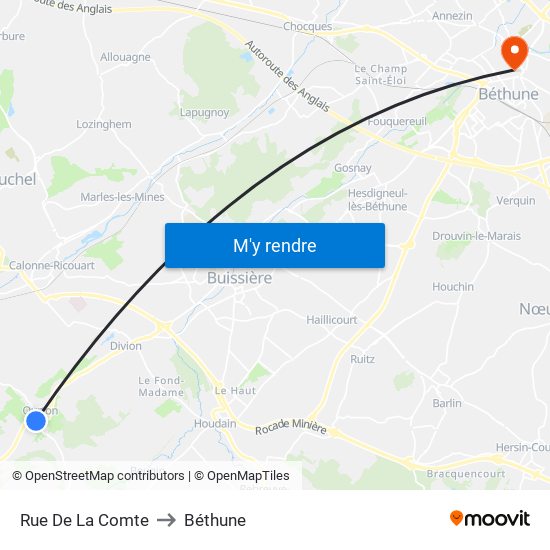 Rue De La Comte to Béthune map