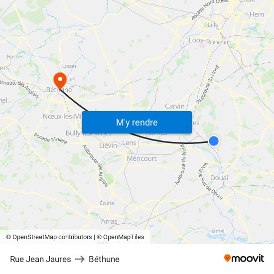 Rue Jean Jaures to Béthune map