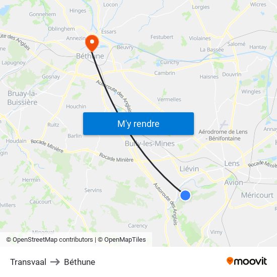 Transvaal to Béthune map