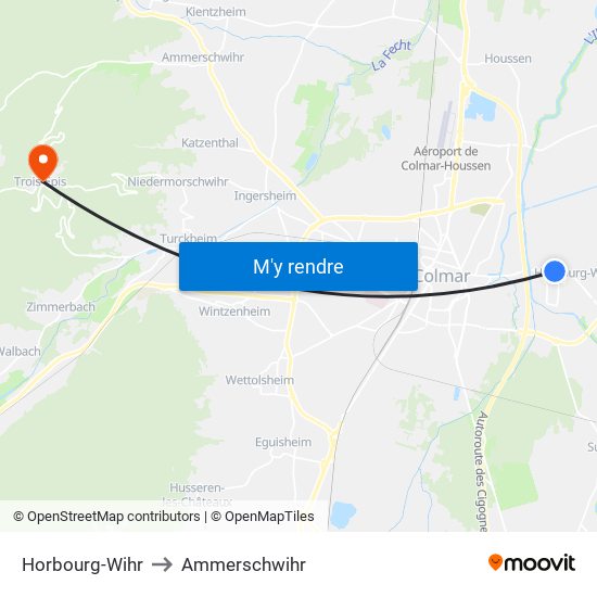 Horbourg-Wihr to Ammerschwihr map