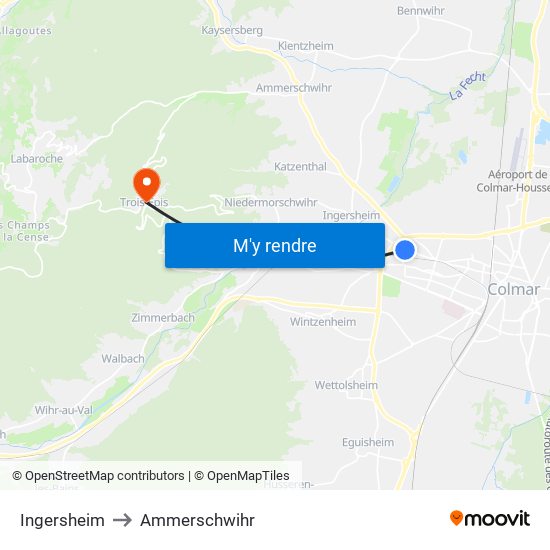 Ingersheim to Ammerschwihr map