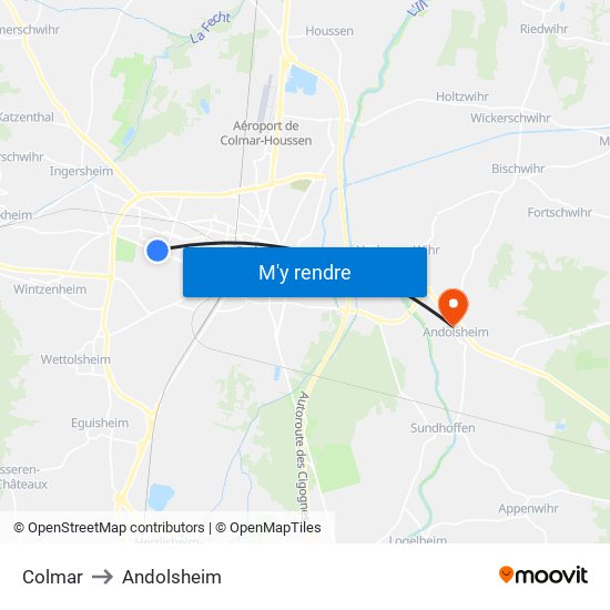 Colmar to Andolsheim map