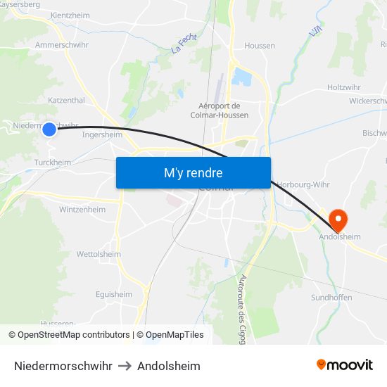 Niedermorschwihr to Andolsheim map