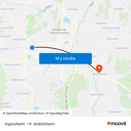 Ingersheim to Andolsheim map