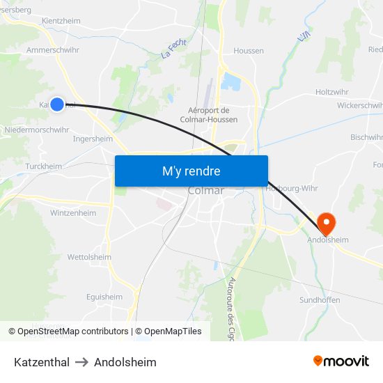 Katzenthal to Andolsheim map