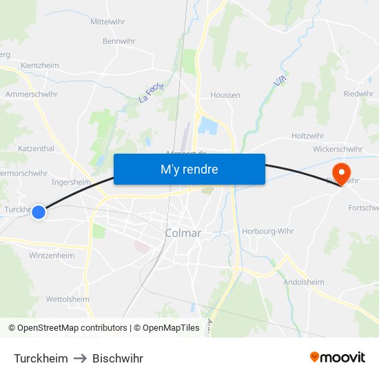 Turckheim to Bischwihr map