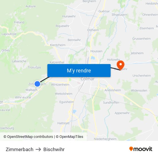 Zimmerbach to Bischwihr map