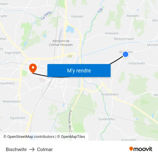 Bischwihr to Colmar map