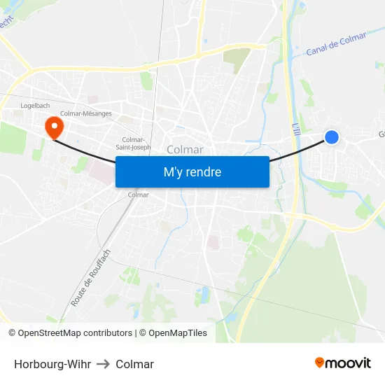 Horbourg-Wihr to Colmar map