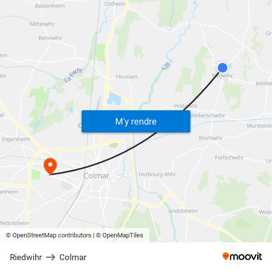 Riedwihr to Colmar map
